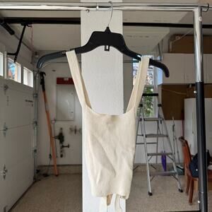 Wilfred Cropped Tank Top Women’s 2XS Cream Ribbed Knit Square Neck Wide Strap